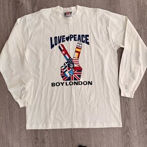 Vintage Boy London Shirt White Graphic T Long Sleeve Crewneck Adult OSFA
